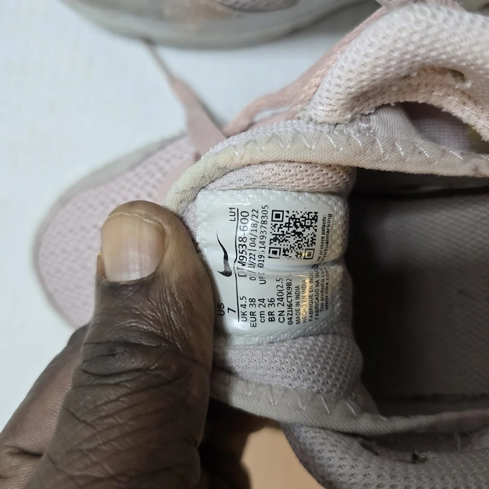 Nike Pink and Cream Suede Sneakers with Lace-Up‎ Design